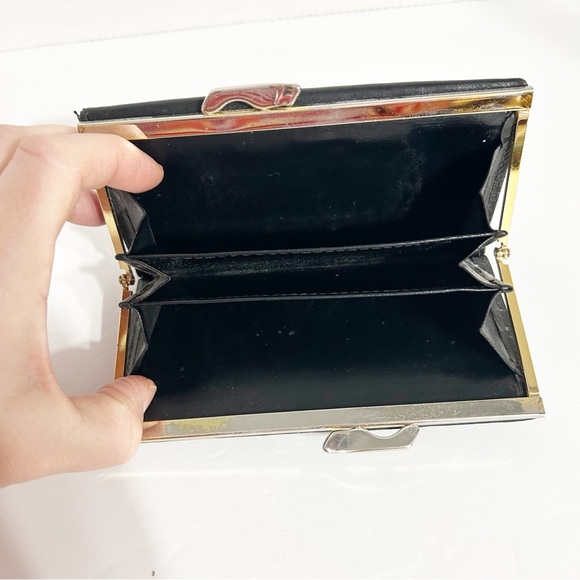 Vintage Unbranded Leather Wallet with Snap Closure and Kiss Lock Change Purse 🖤 - Picture 14 of 15